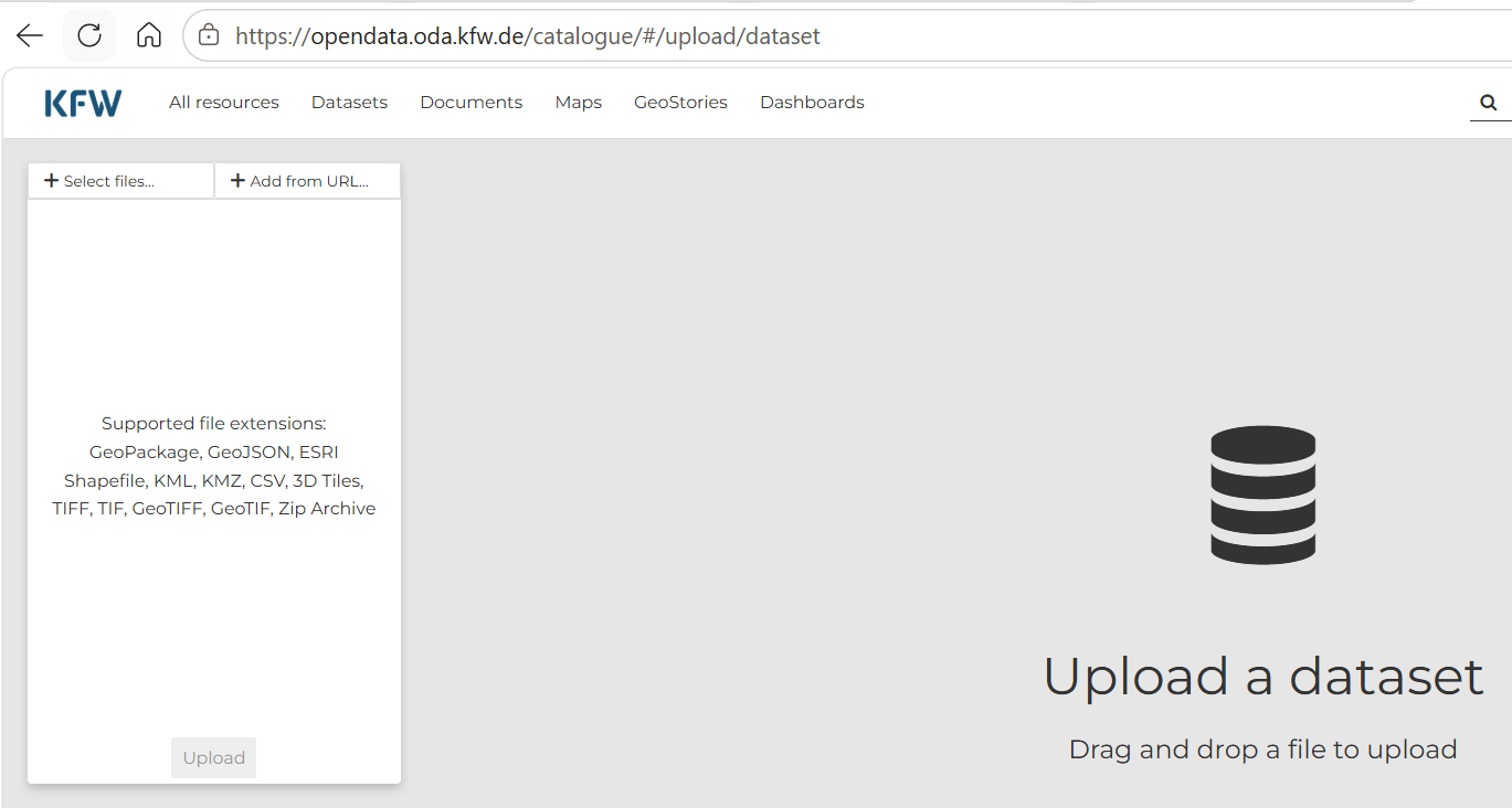 ODP Upload a dataset page